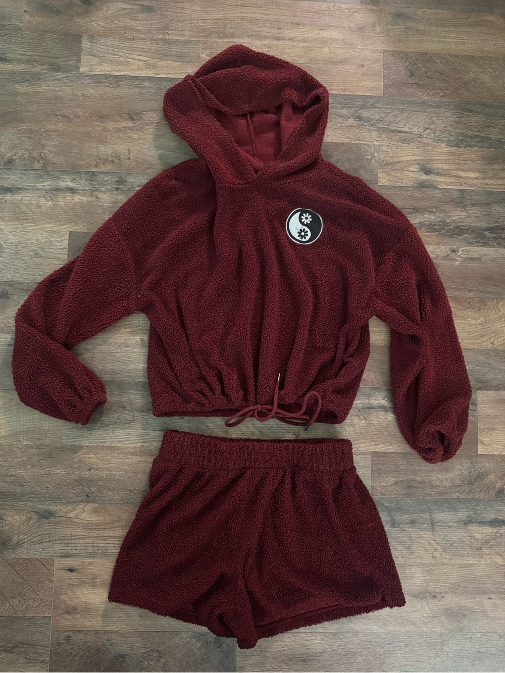 Cozy Burgundy Hoodie & Shorts Set